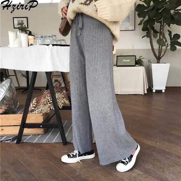 

hzirip корейский 2019 осень женские брюки мода мода твердые дикие тонкий эластичный высокая талия кружева свободные широкие брюки 3 цвета, Black;white