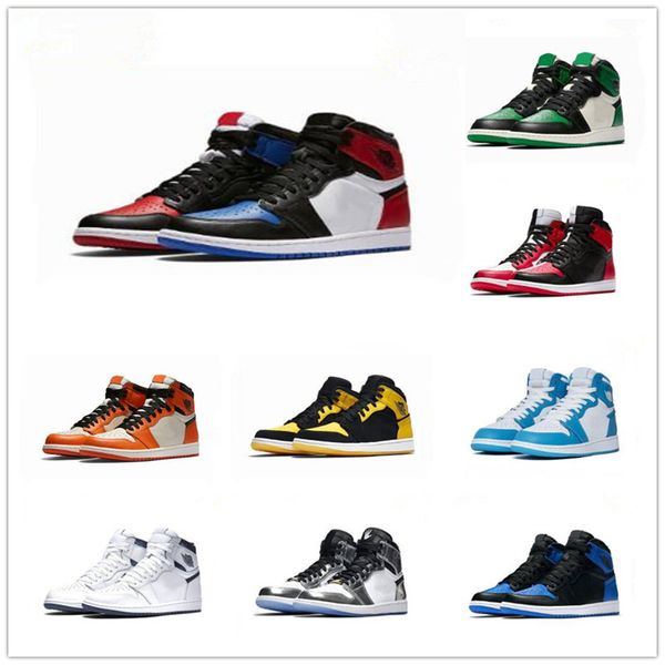 

Дешевая распродажа 1 1s мужские баскетбольные кроссовки Gold Top 3 Game Royal Blue Court Фиолетовый Pine Green Banned Toe Чикаго спортивные кроссовки Size41-47