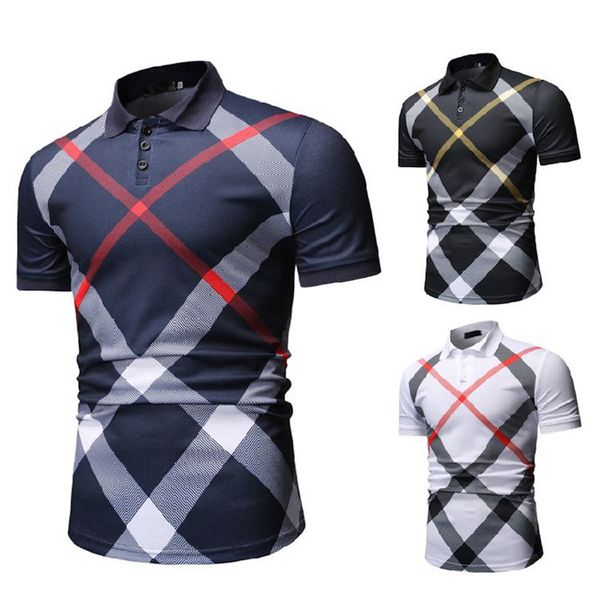 

new contrast color striped mens polos lapel neck patchwork summer mens casual mens clothing, White;black