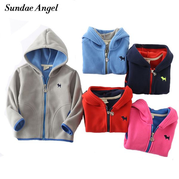

sundae angel kids jackets for girls hooded polar fleece long sleeve warm baby boys outerwear coats embroidery dog pattern 18m-7y t200103, White