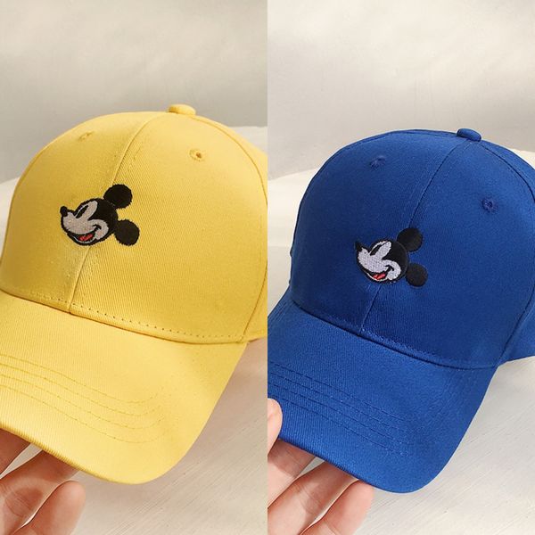

summer thin children's cartoonmouse embroidered sunscreen solid color baseball cap baseball cap sun hat, Yellow