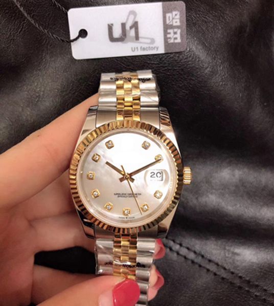 

women wristwatch 36mm dial automatic mechanical sapphire glass stainless steel clasp female watch, Slivery;brown