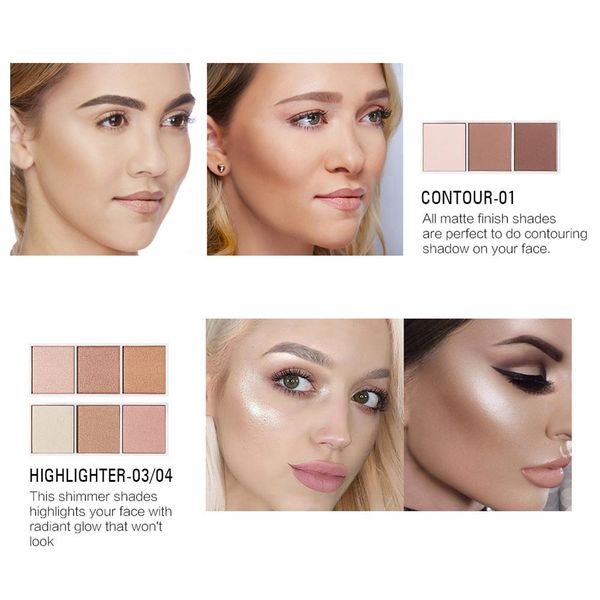 

3 colors glow shimmer shadow highlighter illuminating pearl 70g bronzers blush eye shadow highlighter cosmetic kit