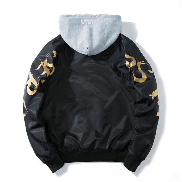 

mens and woman jacket japan hooded bomber jacket fashion print outwear men clothes thin coat baseball jackets detachable cap, Black;brown