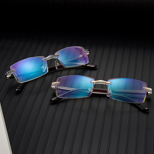 

ultra light frameless finished trimming myopia glasses men's anti-blue-ray myopia glasses, Silver