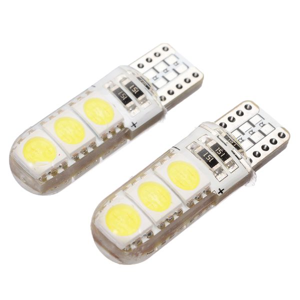 

100xt10 super white car tail light 12v 5050 6 smd led turn signal backup light bulb silicone auto parking lamp