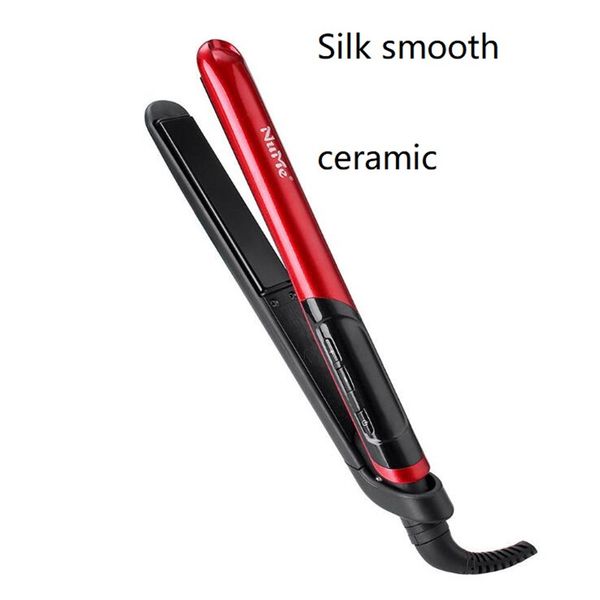 

professional fast heat electric hair straightener iron ceramic silk smooth fringe waver curling flat straighter wand hairstyler, Black