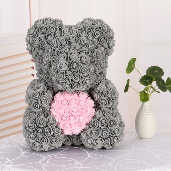 

dropshipping 38cm love heart rose bear artificial rose flower christmas gifts for women valentine's gift home decor