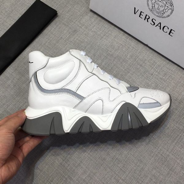 

new style high-end luxury men's casual basketball sneakers fashion design brand platform men's shoes classic vintage medusa patter, Black