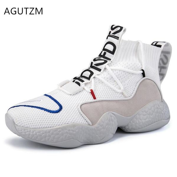 

agutzm 2019 new lace-up men shoes spring men casual shoes breathable wear resistant sneakers flat femme tenis q896, Black