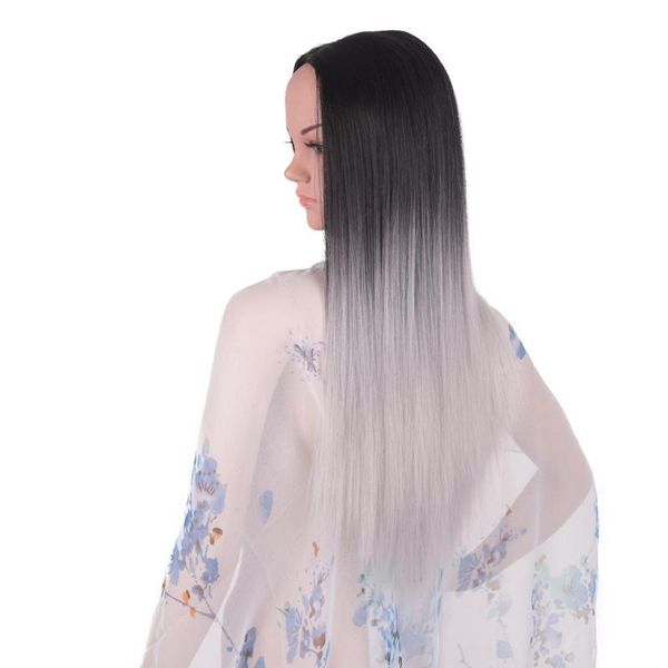 

women gradient long hair resistant natural synthetic wig daily party games, Black