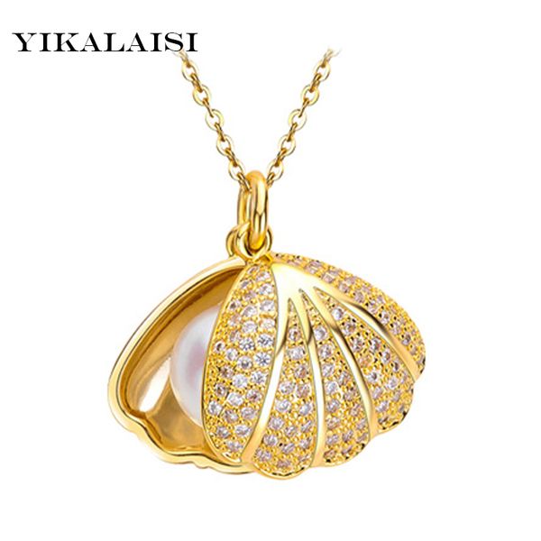 

yikalaisi 2017 pearl necklace pearl choker jewelry natural seashell pendants 925 sterling silver jewelry for women gift