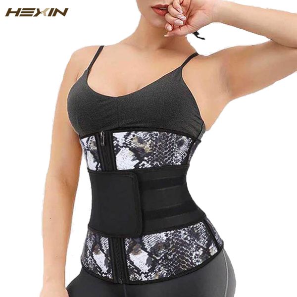 

fajas 7 steel boned hexin latex snake print waist trainer figure sculpting weight loss cincher body shaper slimming belt