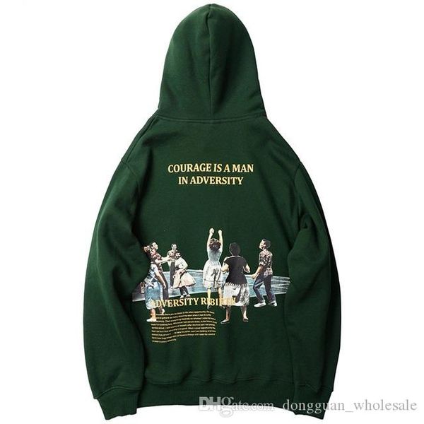 

2019 hip hop hoodie sweatshirt courage print men streetwear pullover hoodie harajuku autumn retro green hooded sweatshirt cotton, Black