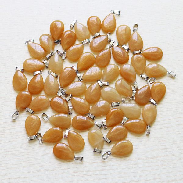 

wholesale charms natural yellow jad e stone warter drop teardrop pendants for jewelry making necklace free shipping, Silver
