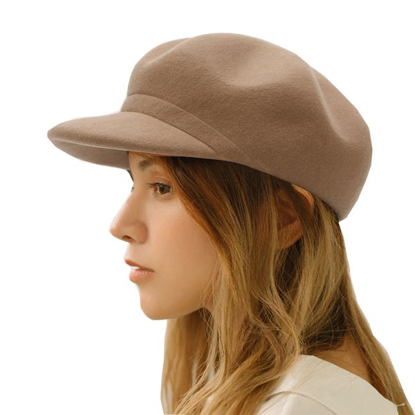 

spring autumn winter outdoor adjustable solid color cotton wool women newsboy caps fashion vintage lady fedoras hat, Blue;gray