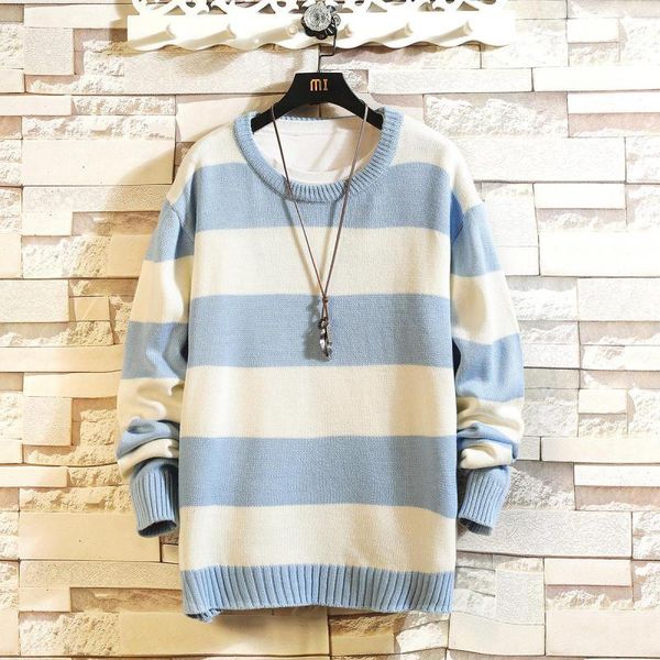 

мужская мода японский полосатый вокруг шеи пуловер свитер молодежи повседневный основывая свитер мужчин, White;black