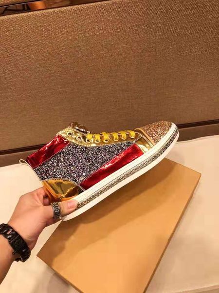 

men signature sneaker mens high sneakers fashion real leather trainers for men designer casual skateboard shoes box, Black