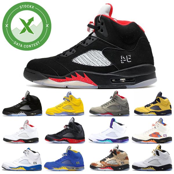 

2020 fire red 5 bred fresh 5s psg black men basketball shoes white cement paris laney og white grape mens sports sneakers