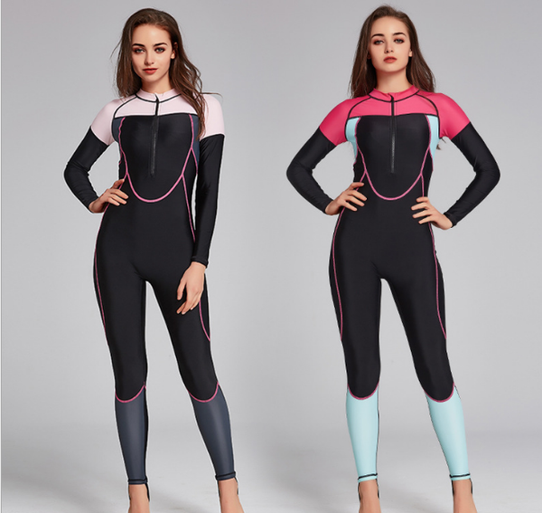 

women's swimwear one piece lycra front zipper anti-uv stinger suit full body wetsuit womren swimsuit, White;black