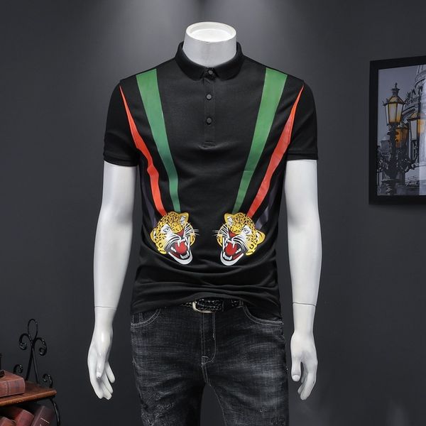 

2020 summer new mercerized cotton men's short-sleeved polo shirt embroidery slim large size half-sleeved paul shirt casual men size m-4, White;black