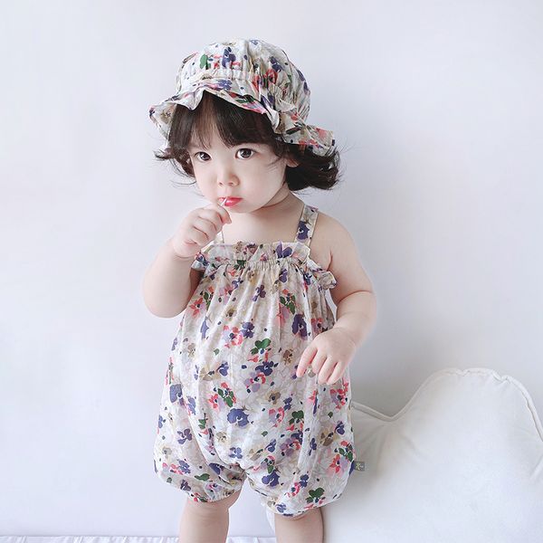 

designers luxurys tide brands newborn clothes 2020 summer baby strap jumpsuit hooded baby girl short romper infant childrens clothing, Blue