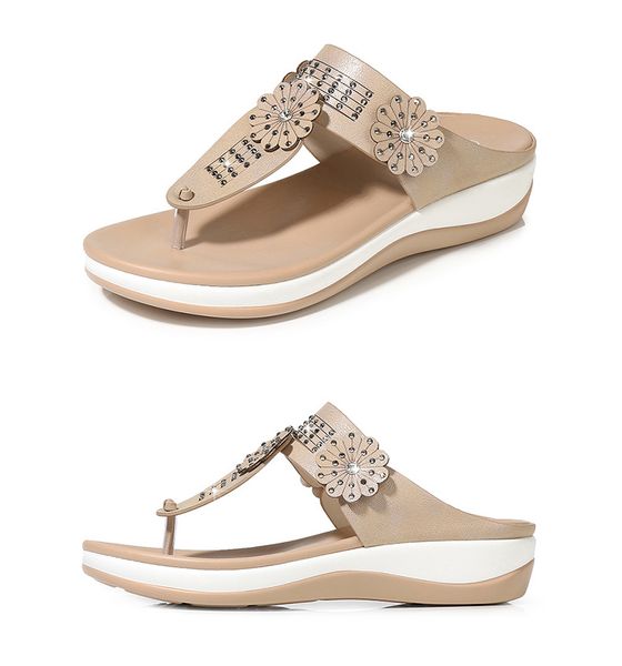 

women shoes cross border toed womens sandals wear flower water drill thick bottom muffin spring new sandals, Black