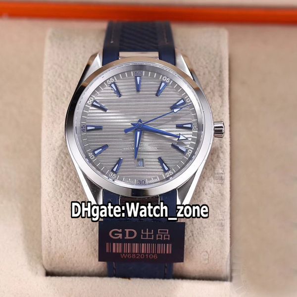 Novo barato V2 AQUA TERRA 150m 220.12.41.21.06.001 Mostrador listrado cinza Miyota 8215A Relógio masculino automático Safira azul pulseira de borracha Relógios masculinos