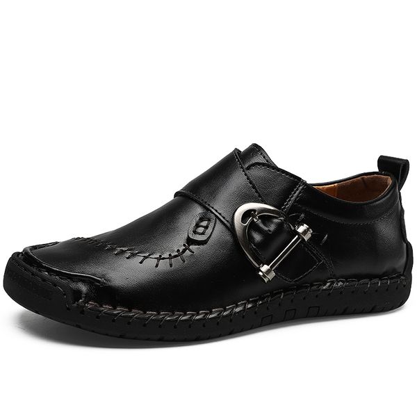 

men's shoes new comfortable men casual shoes loafers quality genuine leather shoes men flats moccasins size 38-48, Black