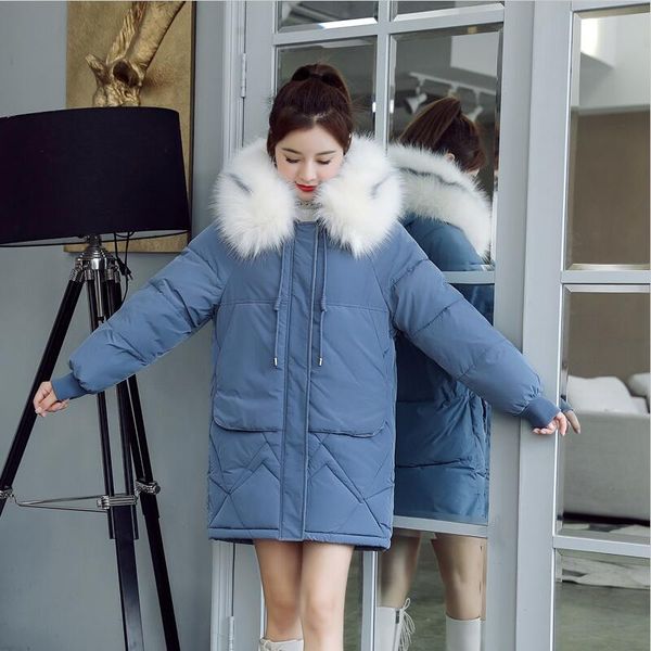 

large fur collar winter parka women outerwear 2019 new winter women jacket coat long slim thickening warm female coats jackets, Tan;black