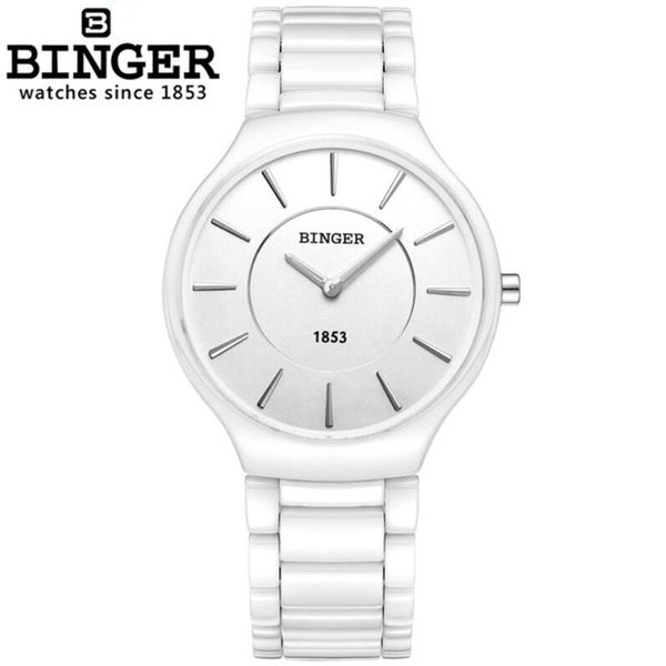 

binger lady ceramics fashion watch waterproof 100m women quartz watch women's wrist watches male female dress clock xfcs relogio, Slivery;brown