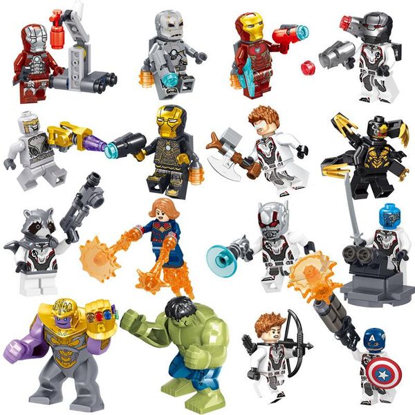 

lxh avengers 4 end game super hero iron man hulk rocket thor thanos hawkeye captain america war machine building block toy figure brick