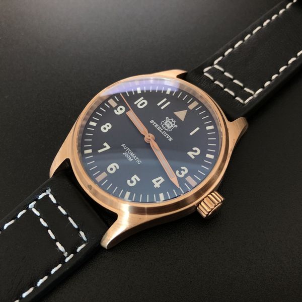 

custom cusn8 tin bronze pilot mechanical diving watch xiaofei vintage military watch waterproof c3 luminous mens watch, Slivery;brown