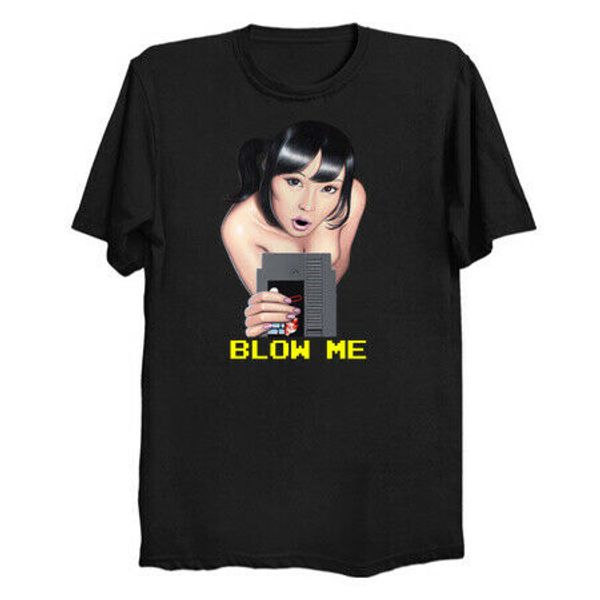 

2019 funny blow me blowjob hentai 16bit video game funny black t-shirt s-6xl tees, White;black