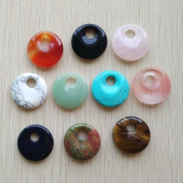 

new assorted natural stone gogo donut charms pendants beads for necklace bracelet jewelry making wholesale 10pcs/lot free, Silver