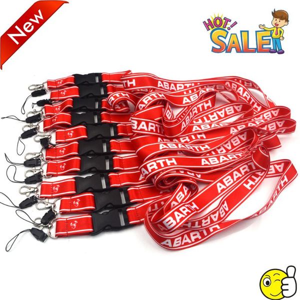 

high-quality 10pc car styling 3d cell phone lanyard neck strap key ring id card usb holder hang rope webbing for fiat abarth 500, Silver