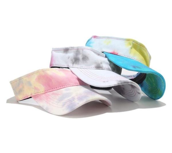 

2020 empty hat tie-dye visors men women outdoor sport hat summer peaked cap for golf hiking tennis running sunscreen cap, Blue;gray