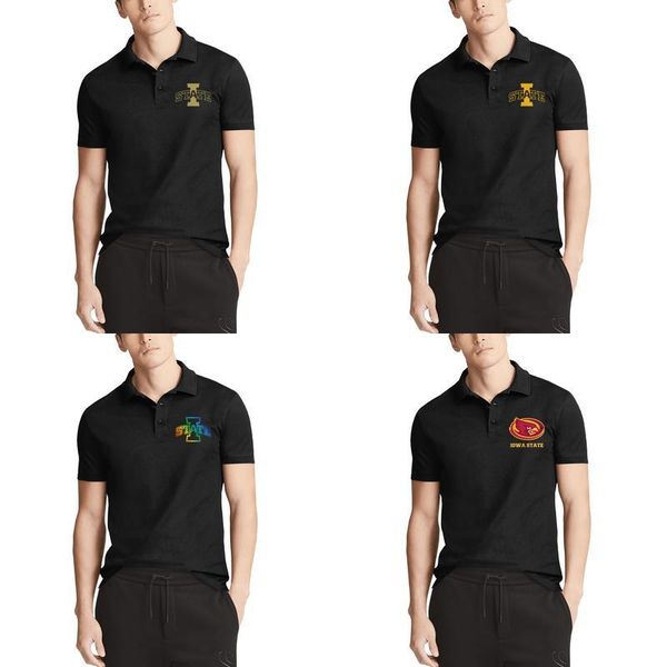 

mens design printing iowa state cyclones football gold logo black cotton polo shirt retro superhero unique glod gay pride rainbow old, White;black