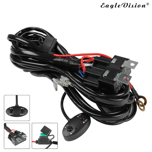 

car light 14awg 9-16v 300w led light bar wiring harness with on/off relay switch kit automobile lamp accessories wiring