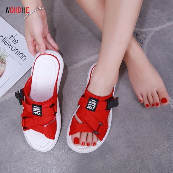

wohdhe women slippers flat casual beach flops open toe canvas ladies slides sport sneakers flip flops summer sandals quality, Black