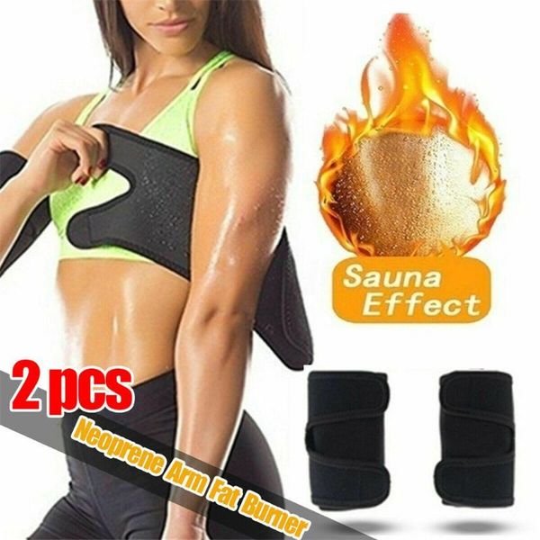 

women's shapers arm trimmer sweat sauna belt shaper fat burner body slimmer cincher trainer pad slimming sleeve, Black;white