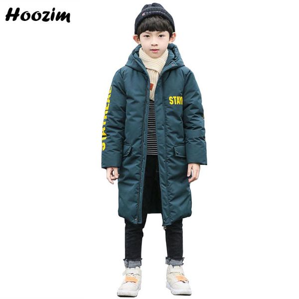 

winter chic thick quilted jacket boys 6-15 age european green letter hooded parka children high street long outerwear coat boys, Blue;gray
