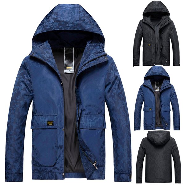 

men's autumn winter casual fashion camouflage hoodie zipper outdoor sport men coat masculino veste, Black;brown
