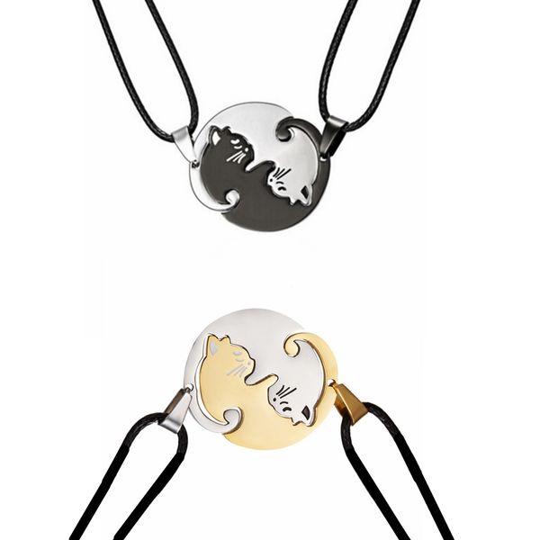 

rinhoo couples jewelry animal necklaces gold silver color couple necklace titanium steel cat necklace boy and girl friend gifts