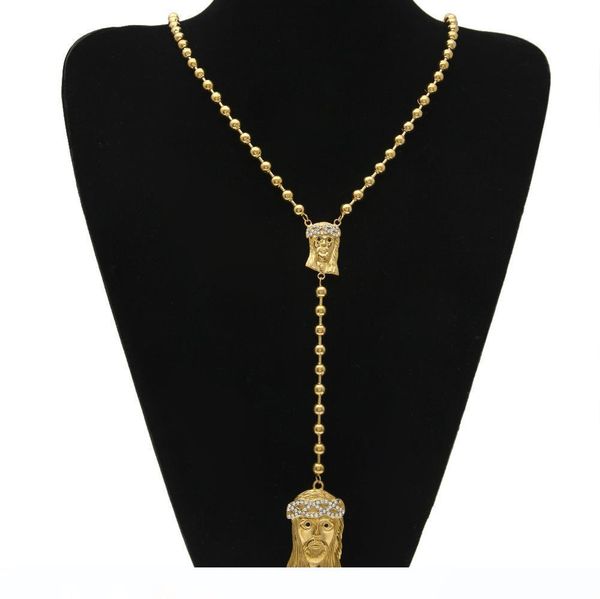 

хип-хоп ювелирного кристалл алмаз стразы золото заполненного jesus частей подвески заявление ожерелье из бисера цепи для мужской моды ювелир, Silver