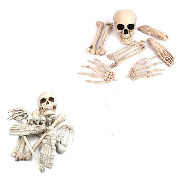 

skeleton halloween prop plastic lifelike human bones skull figurine for halloween party decoration home garden horror prop jk1909xb