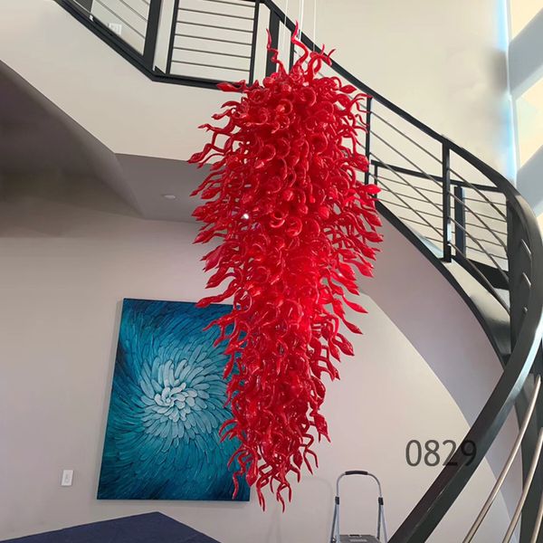 

contemporary large red art glass chandelier light for l lobby staircase 110v to 260v led chandelier pendant lights luminaire suspension