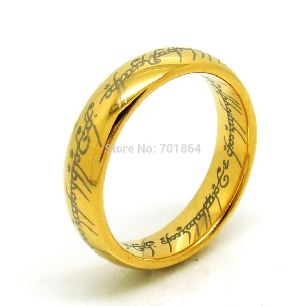 US-Größe 5 bis 13 Der Tungsten Carbide One Ring of Power Breite 6 mm Gold / Silber Farbe / Schwarz Modefilmschmuck