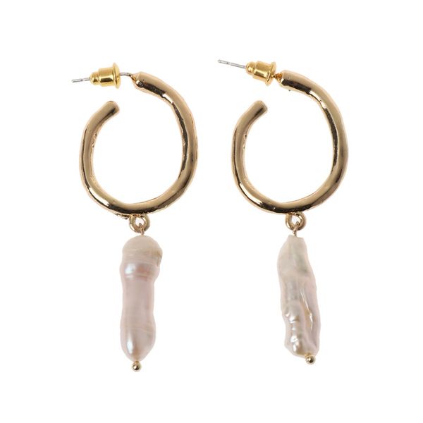 

natural freshwater pearl hoop dangle earrings s925 sterling silver pin jewelry