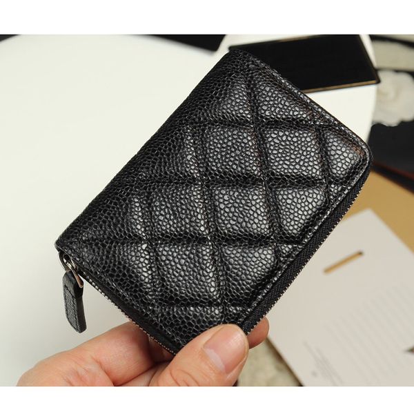 

luxury zipper wallet women calfskin genuine leather feminina short caviar brand designer mini wallet